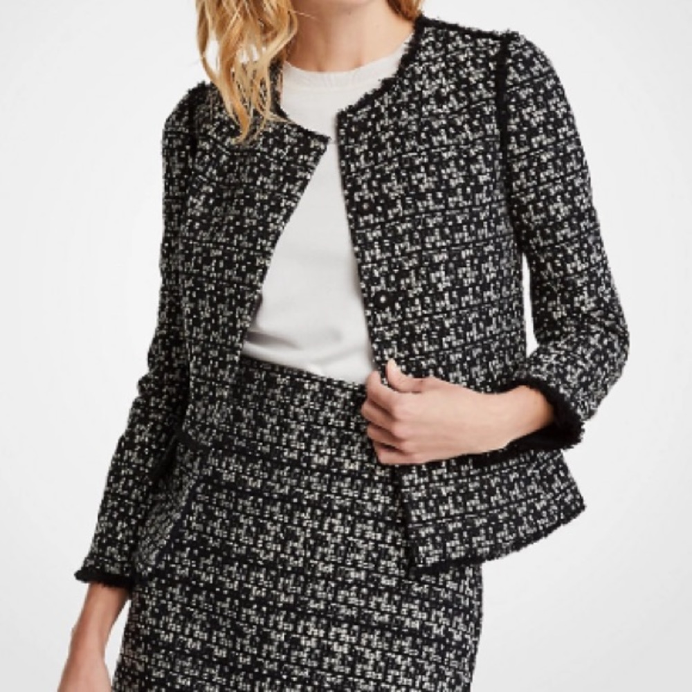 Ann Taylor Tweed Fringe Jacket